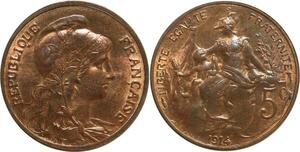 O6639 Rare 5 Centimes Dupuis 1914 FDC Red Luster ! ->Make offer