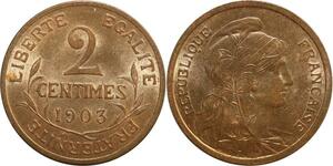 O6644 Rare 2 Centimes Dupuis 1903 FDC Red Luster ! ->Make offer