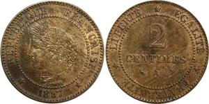 O6653 2 Centimes Cérès 1897 A Paris Superbe +++