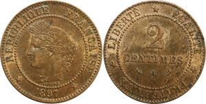 O6654 2 Centimes Cérès 1897 A Paris Superbe +++