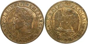 O6702 1 Centime Napoléon III Laurée 1861 A Paris SPL Red Luster