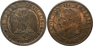 O6705 1 Centime Napoléon III Laurée 1862 BB Strasbourg SUP++