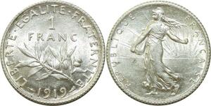 O6735 1 Franc Semeuse 1919 Argent Silver FDC +++++
