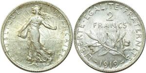 O6737 2 Francs Semeuse 1919 Argent Silver SUP SPL ->M offre
