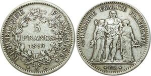 O6740 5 Francs Hercule 1875 A Paris Argent Silver ->M offre