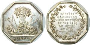 O6749 Jeton Société Imperiale Agriculture Arts Versailles 1799 Argent SUP