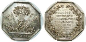 O6750 Jeton Société Imperiale Agriculture Arts Versailles Main 1799 Argent SUP