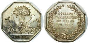 O6751 Jeton Société Imperiale Agriculture Arts Versailles 1799 Argent SUP