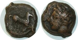 O6788 Zeugitania Carthage Unité Bronze 400-350 BC Tanit horse ->Make offer