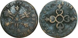 O6809 France 6 Deniers des Dardennes Louis XIV H La Rochelle 1638-1715 ->M offre