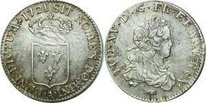O6819 Rare France 1/3 Ecu France Louis XV 1721 A Paris FN Argent TTB+ /SUP