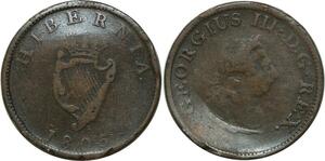O6847 Ireland 1/2 Penny George III 1805 Hibernia ->Make offer