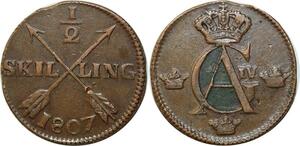 O6857 Sweden Sweden 1/2 Skilling Gustaf IV Adolf 1807 ->Make offer