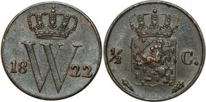 O6866 Scarce !! Netherlands 1/2 Cent William I 1822 UNC !! ->Make offer