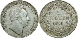 O6874 Germany Baden Durlach Léopold Gulden 1845 silver ->M offer