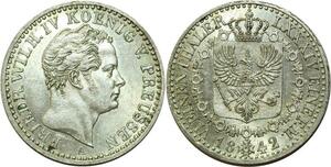 O6877 Germany Brandenburg Preußen 1/6 Taler Friedrich Wilhelm IV 1842 A Silver UNC