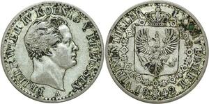 O6879 Germany Brandenburg Preußen 1/6 Taler Friedrich Wilhelm IV 1842 A Silver