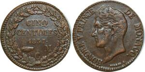 O6888 Rare Monaco 5 Centimes Honoré V 1837 Superbe !!! Red