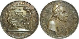 O6927 Scarce Vatican Medaglia Pie VII Body Saint Francis 1821 Silver UNC