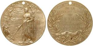 O6938 Médaille Centenaire levée Siège Lille 8 Oct 1792 1892 Maillechort