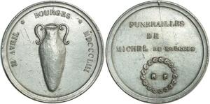 O6959 Rare Médaille Funerailles Louis-Chrysostome Michel Bourges 1853 Avocat