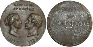 O6960 Rare Médaille Visite Napoléon III Monnaie Chambre Commerce 1853 Lille SUP