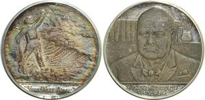 O6994 Set United Kingdom Medal 1st minister Sir Winston Churchill 1965 Gem Rainbow Silver UNC