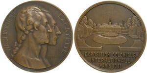 O7001 Rare !! France Coffret Médaille Exposition Coloniale 1931 Washington Lafayette