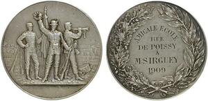 O7036 France Médaille Amicale Ecole Poissy Sirguey 1909 Militaire Preparation guerre