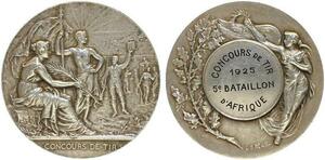 O7037 France Médaille Concours de Tir 1925 5ème Bataillon Afrique Colonies SivleRed