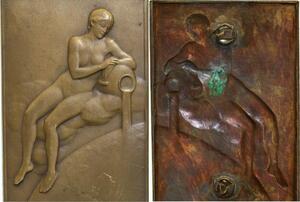 O7040 France Rare Plaque incuse Grande Source Vittel Art 1909 Niclausse SUP !!