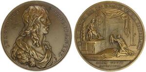 O7083 Rare France Médaille Les vœux de Louis XIII Bernard 1638 SUP