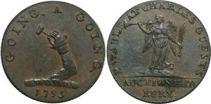 O7138 Token Great Britain Bury 1795  Auctioneer Halfpenny UNC