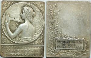 O7149 France Plaque Concours Musique Tours 21 Mai 1923 Silvered ->Make offer