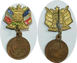 O7160 France Médaille Souvenir Fête Nationale 1908 Gloire Patrie -> Make offer