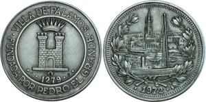 O7224 Medal Villa Palamós Spain Pedro El Grande 1279 1972 Silver SUP