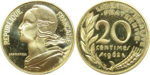 O7286 Rare France 20 Centimes Piefort Marianne 1962 FDC ->Make offer