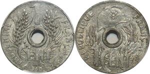 O7323 Finest Indochina 1 Cent 1940 Lec-107 11P Hanoi PCGS MS63 ->M offer