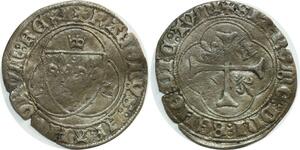 O7412 France Petit Blanc à la Couronne Charles VIII 1483-1498  Tours point 6 -> Make offer