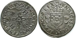 O7424 Rare France Douzain Henri II C couronnés 1553 A Paris SUP