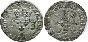 O7426 Rare France Douzain Henri II C couronnés 1550 R Villeneuve les AvigNon SUP