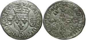 O7427 Rare France Douzain Henri II C couronnés 1550 K Bordeaux SUP +++