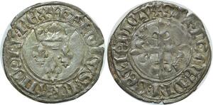 O7431 Rare France Florette Charles VI 1380 1422 Rouen point 15 SUP -> Make offer