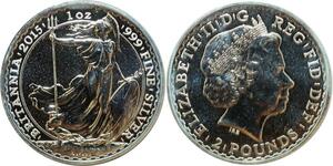 O7668 Britannia UK 2 Pounds Elizabeth II 2015 oz 999% Silver Proof BE >M offer