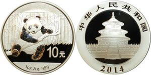 O7688 China 10 Yuan Panda 2014 1 oz 999% Silver Proof PF BE ->M offer
