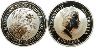 O7737 Australia 2 Dollars Elizabeth II Koobaburra 1993 2 oz 999% Silver PF