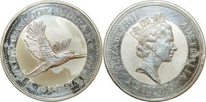 O7742 Australia 2 Dollars Elizabeth II Koobaburra 1996 2 oz 999% Silver PF