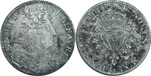 O7763 Rare France 1/4 Ecu Louis XIV 3 couronnes 1711 V Troyes Argent Silver ->M offre