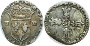 O7837 Rare France 1/4 Ecu Henri IV 160- K Bordeaux Argent Silver ->Make offer