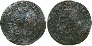 O7843 Rare Jeton Flandres Mariage Philippe IV &amp; Anne Marie d&#039;Autriche 1649